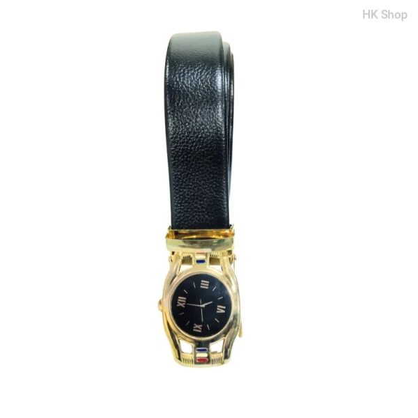 Golden Buckle Watch System Leather Belt For Women