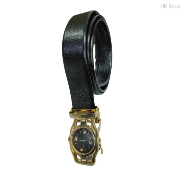 Golden Buckle Watch System Leather Belt For Women
