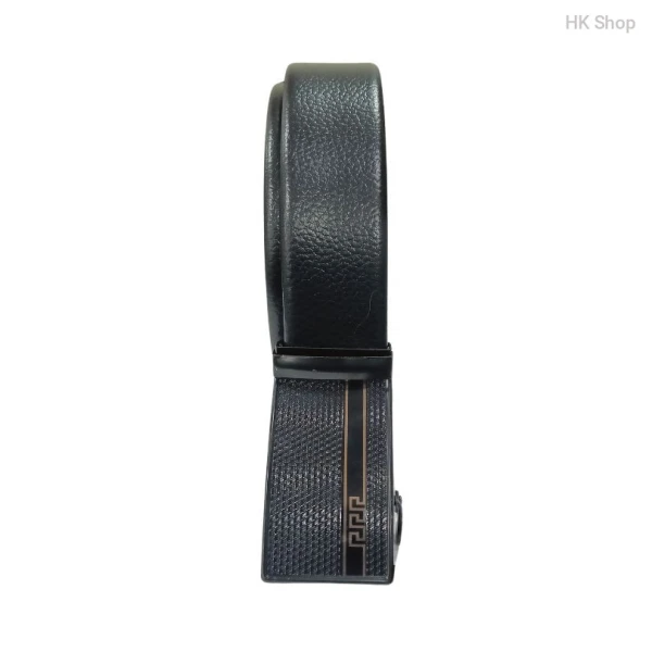 Leather Belt For Men Simply Line Designed Buckle Black