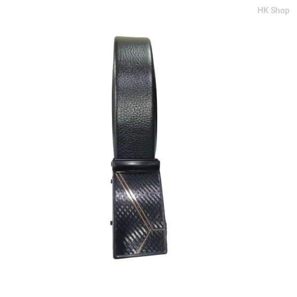 Leather Belt For Men with Unique Y Designed Buckle Black