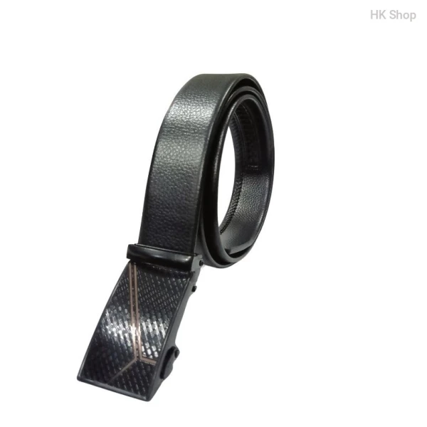 Leather Belt For Men with Unique Y Designed Buckle Black