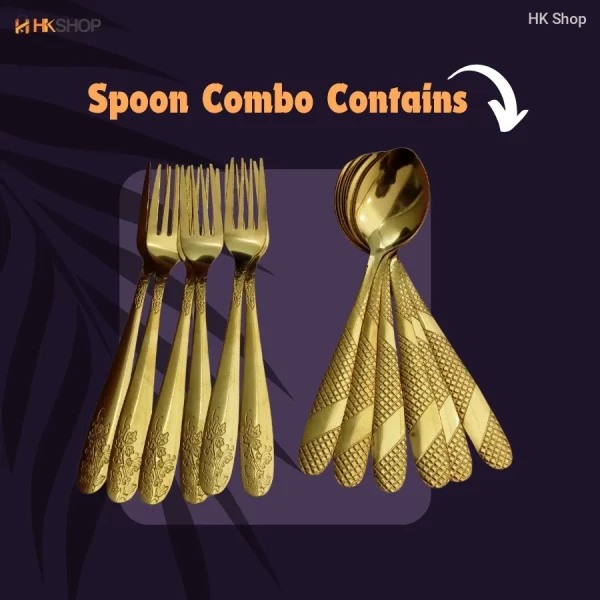 HK Shop 18-Piece Gold Stainless Steel Cutlery Set– Royal Look, Daily Use