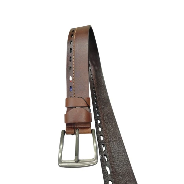 Double Perforated Luxury Belts For Men Brown