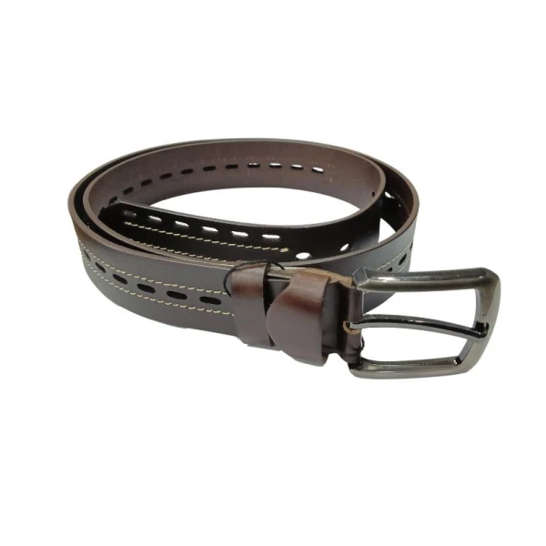Double Perforated Luxury Belts For Men Dark Brown