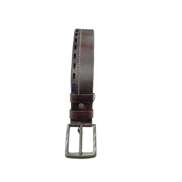 Double Perforated Luxury Belts For Men Dark Brown