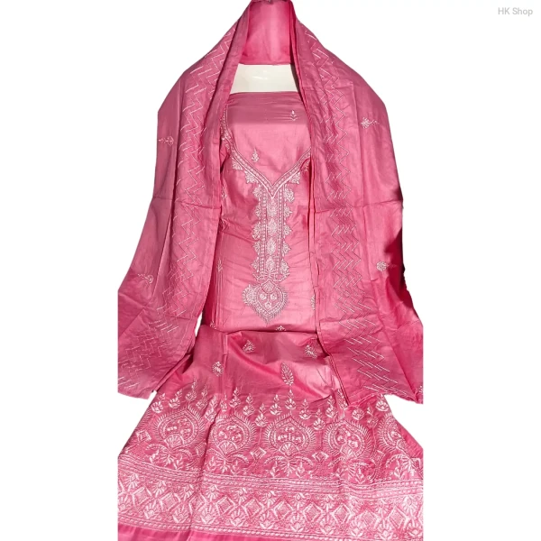 Embroidered Cotton 3-Piece Dress for Women
