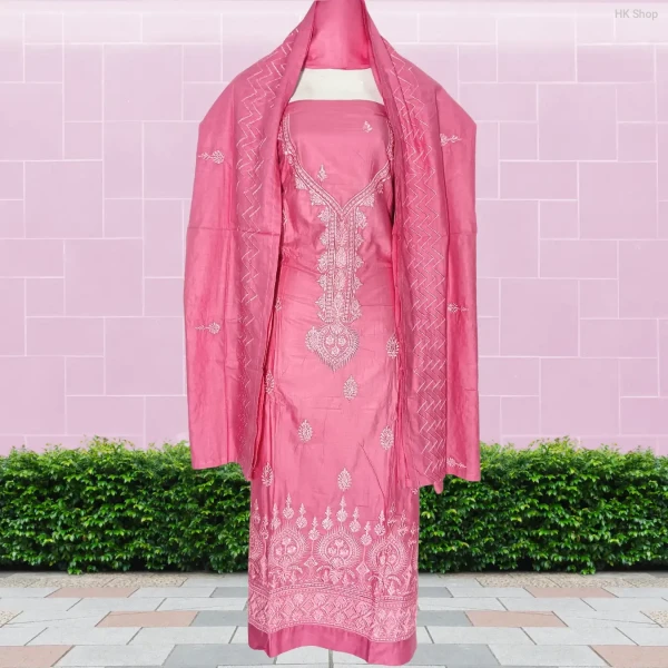 Embroidered Cotton 3-Piece Dress for Women
