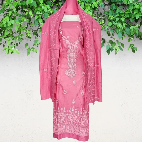 Embroidered Cotton 3-Piece Dress for Women