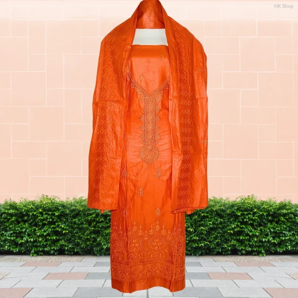 Embroidered Cotton 3-Piece Dress for Women