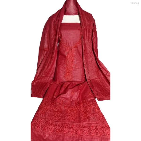 Embroidered Cotton 3-Piece Dress for Women