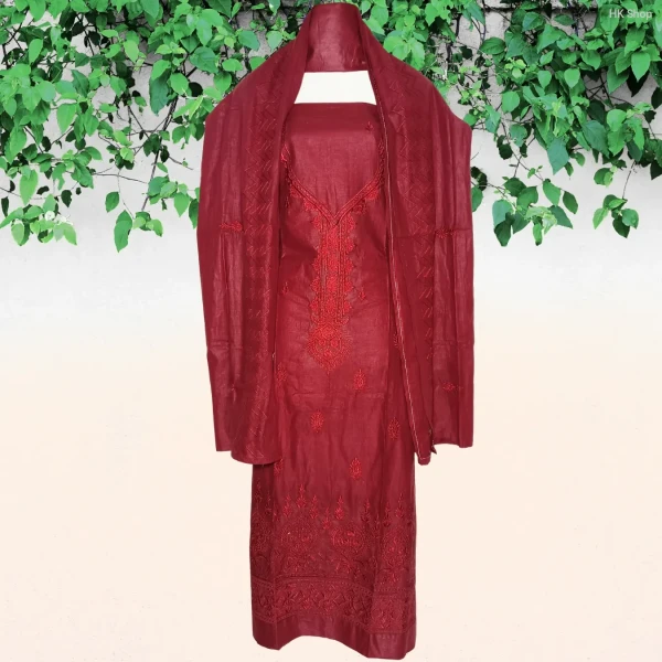 Embroidered Cotton 3-Piece Dress for Women