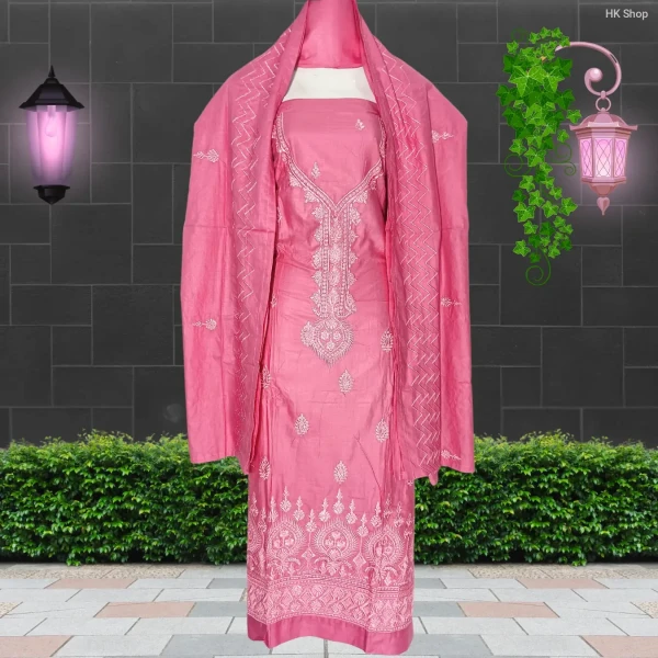 Embroidered Cotton 3-Piece Dress for Women