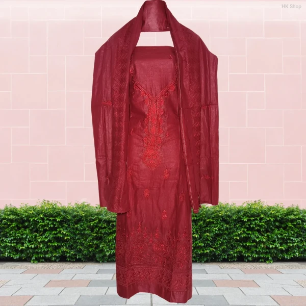 Embroidered Cotton 3-Piece Dress for Women