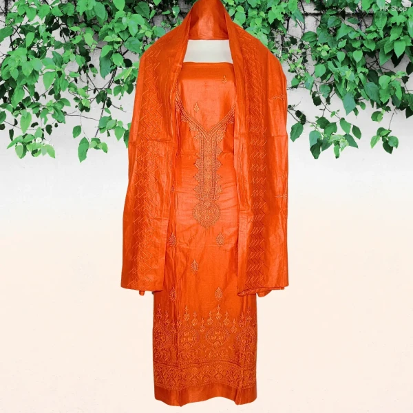 Embroidered Cotton 3-Piece Dress for Women