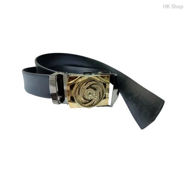 Golden Spinner Buckled Leather Belt For Men