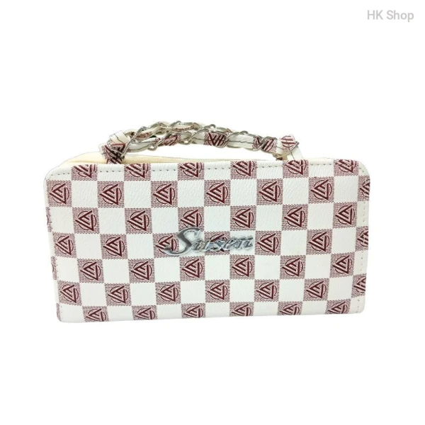 Susen Designer Handbag with Chain Handle - Elegant Checkered Pattern