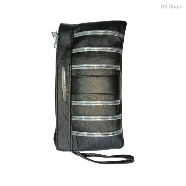 Artificial Leather Purse for women with Metallic Detailing and Dual Compartments.