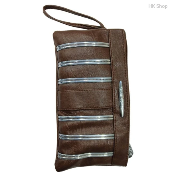Artificial Leather Purse for women with Metallic Detailing and Dual Compartments.