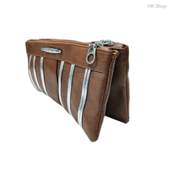 Artificial Leather Purse for women with Metallic Detailing and Dual Compartments.