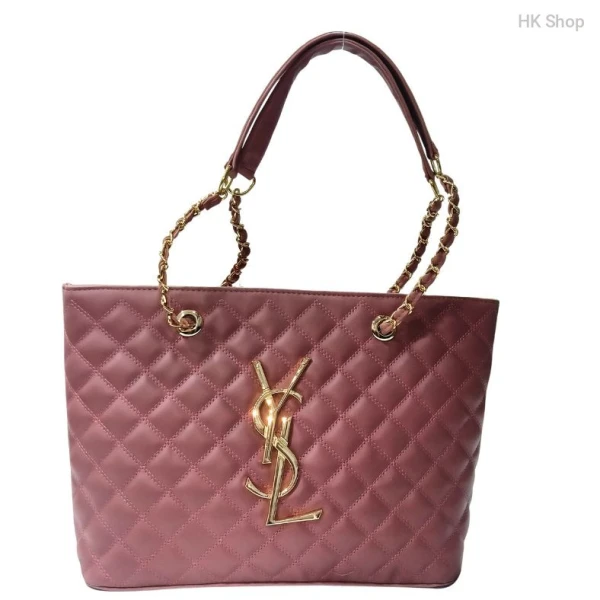 Quilted Chain Tote Bag for Women – Stylish Handbag in Green and Pink