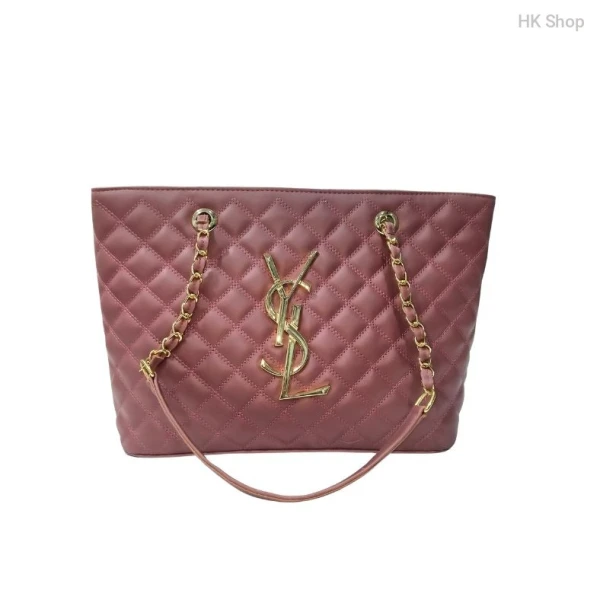 Quilted Chain Tote Bag for Women – Stylish Handbag in Green and Pink