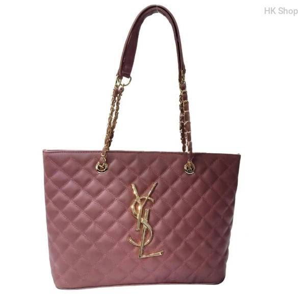 Quilted Chain Tote Bag for Women – Stylish Handbag in Green and Pink