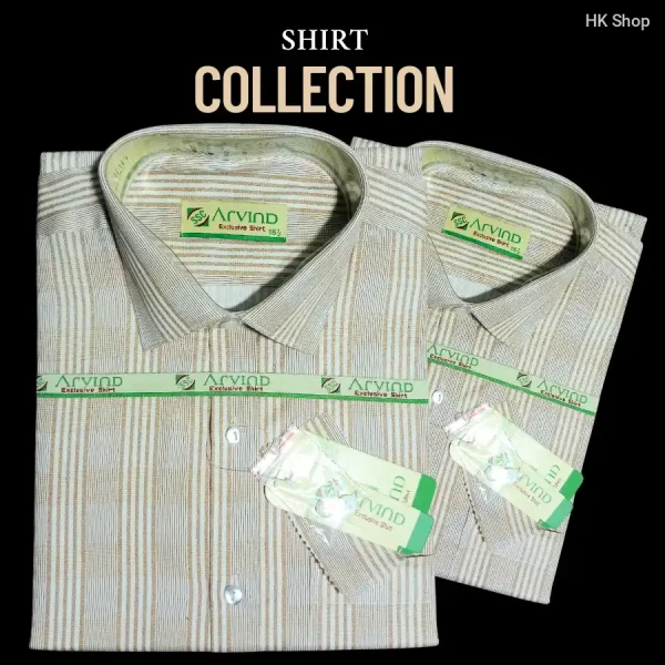Arvind Men’s Premium Stripe Cotton Shirt – অফিস, ক্যাজুয়াল & পার্টি লুকের জন্য পারফেক্ট Beige & White Design