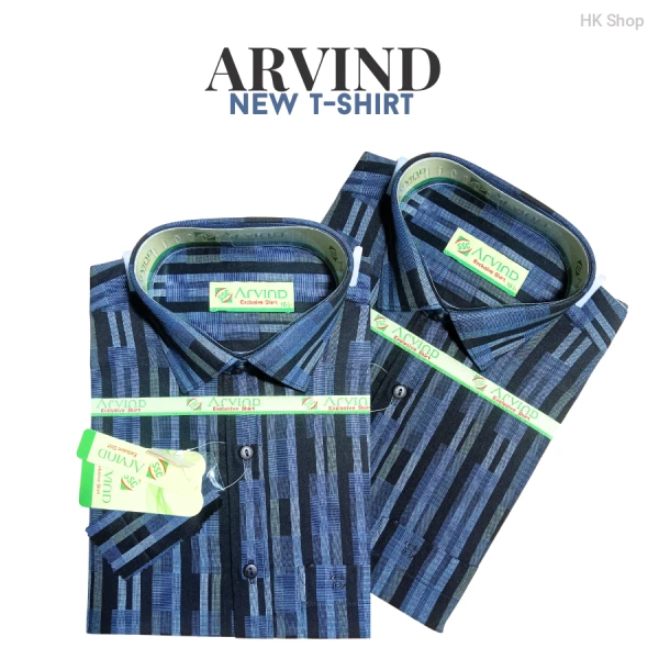 Arvind Men's Blue Formal Shirt – অফিস ও ক্যাজুয়াল লুকের জন্য পারফেক্ট Cotton Blend Stripe Design Shirt
