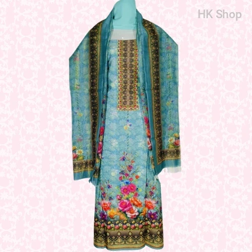 Chic Cotton Floral Embroidered Suit Set – সাথে Stunning Matching Dupatta!