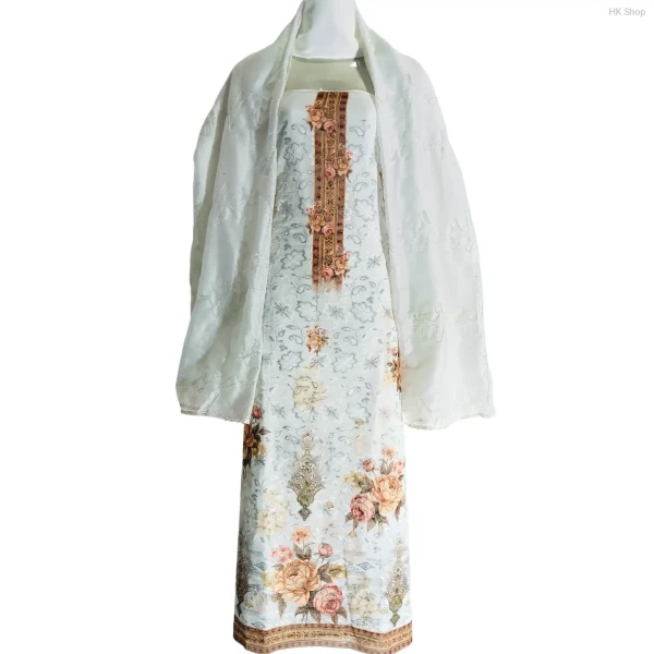 Luxury Georgette Unstitched Three-Piece Set – Gorgeous Embroidery & Shiney Sequence Work | Perfect for Weddings & Parties!