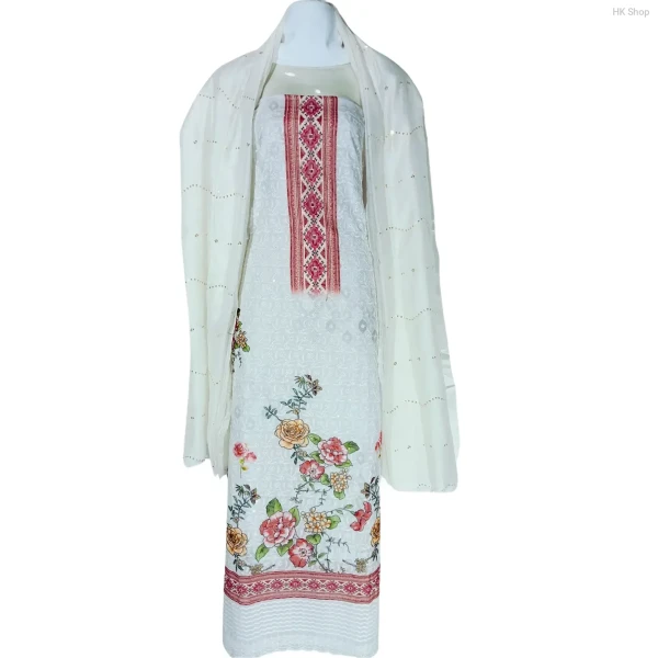 Luxury Georgette Unstitched Three-Piece Set – Gorgeous Embroidery & Shiney Sequence Work | Perfect for Weddings & Parties!