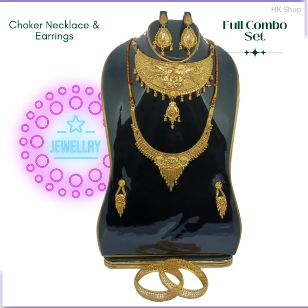 Premium Traditional Gold-Plated Bridal Jewellery Full Combo Set