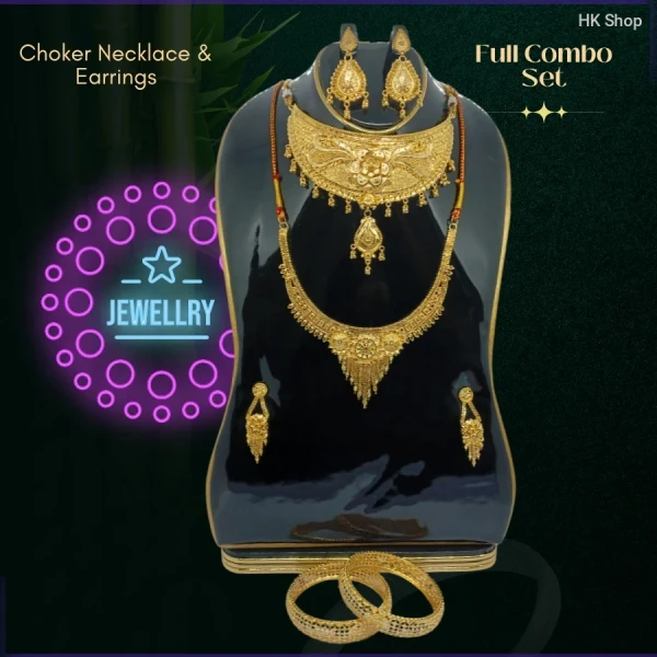 Premium Traditional Gold-Plated Bridal Jewellery Full Combo Set