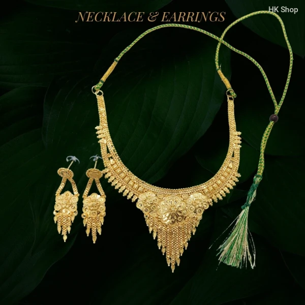 Luxury Gold-Plated Bridal Jewelry Set – Choker, Necklace, Earrings & Bangles