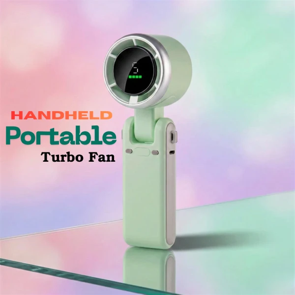 Rechargeable Handheld Portable Turbo Fan – Foldable Mini USB Fan for Travel, Office & Outdoor