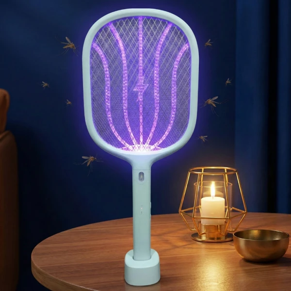 Rechargeable Electric Mosquito Swatter Racket – Powerful Bug Zapper Bat for Indoor & Outdoor Fly, Mosquito, and Insect Control