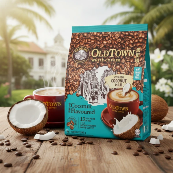 OldTown White Coffee Coconut Flavoured 3-in-1 Instant Coffee - 13 Sachets x 20g (Rich & Creamy with Real Coconut Milk) | OldTown হোয়াইট কফি নারকেল স্বাদযুক্ত ৩-ইন-১ ইনস্ট্যান্ট কফি