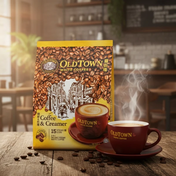 OldTown White Coffee Smooth Roast (Kopi Kurang Gula) – Less Sugar Instant Coffee, 15 Sticks (339g) | ওল্ডটাউন হোয়াইট কফি স্মুথ রোস্ট – লেস সুগার ইনস্ট্যান্ট কফি