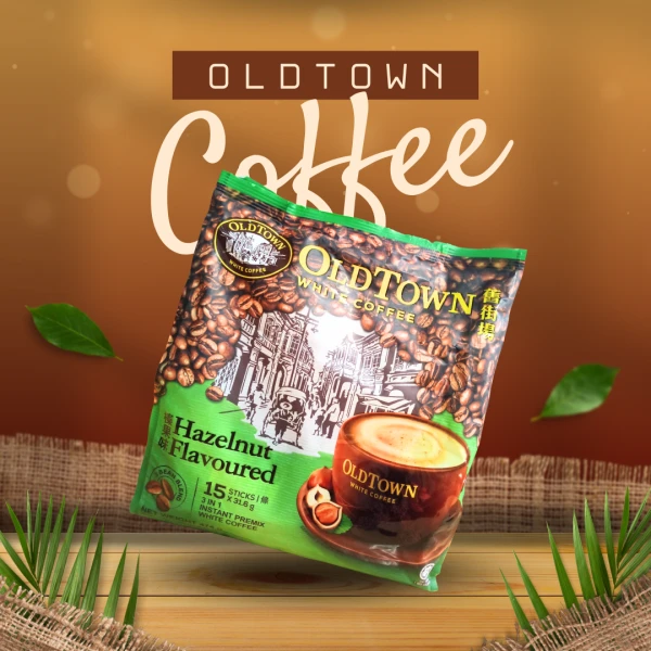 OldTown White Coffee Hazelnut Flavoured 3-in-1 Instant Coffee Mix – 15 Sticks, 474g | Malaysian Premium Instant Coffee | ওল্ডটাউন হ্যাজেলনাট ফ্লেভার্ড ৩-ইন-১ ইনস্ট্যান্ট হোয়াইট কফি মিক্স