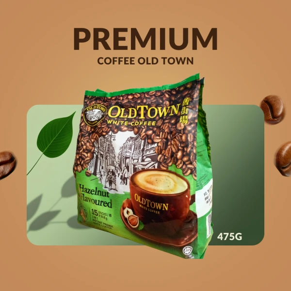 OldTown White Coffee Hazelnut Flavoured 3-in-1 Instant Coffee Mix – 15 Sticks, 474g | Malaysian Premium Instant Coffee | ওল্ডটাউন হ্যাজেলনাট ফ্লেভার্ড ৩-ইন-১ ইনস্ট্যান্ট হোয়াইট কফি মিক্স