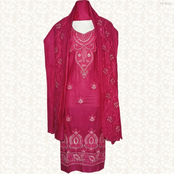 Cotton (সুতি কাপড়) Embroidered 3-Piece Set – Multiple Colors