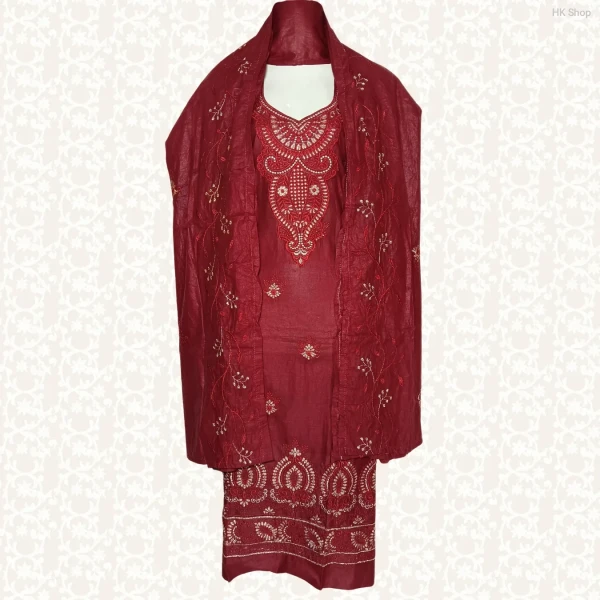 Cotton (সুতি কাপড়) Embroidered 3-Piece Set – Multiple Colors