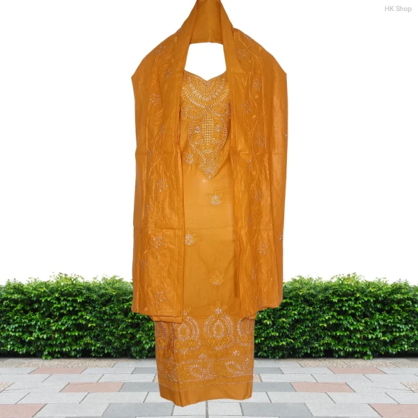 Elegant 3-Piece Embroidered Unstitched Salwar Kameez Set – Traditional Ethnic Wear