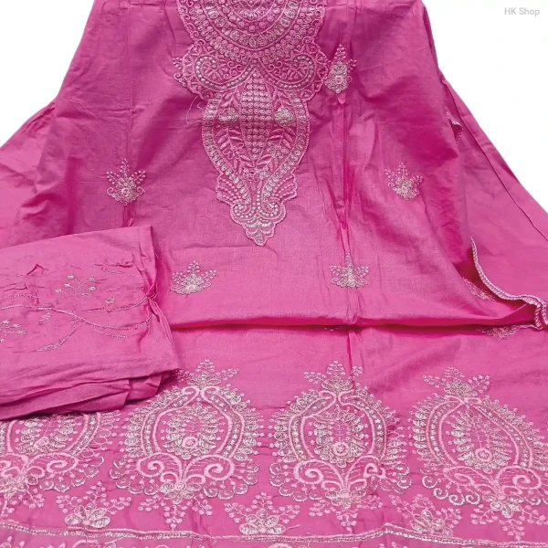 Elegant 3-Piece Embroidered Unstitched Salwar Kameez Set – Traditional Ethnic Wear