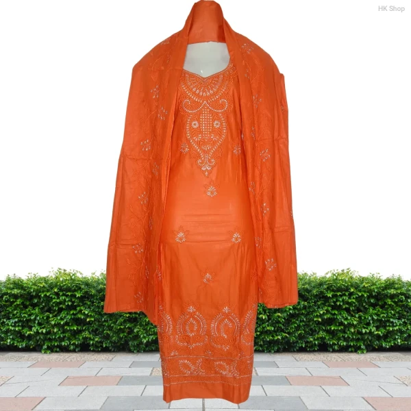 Elegant 3-Piece Embroidered Unstitched Salwar Kameez Set – Traditional Ethnic Wear
