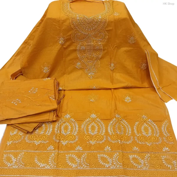 Elegant 3-Piece Embroidered Unstitched Salwar Kameez Set – Traditional Ethnic Wear