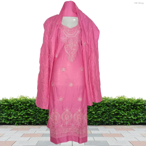 Elegant 3-Piece Embroidered Unstitched Salwar Kameez Set – Traditional Ethnic Wear