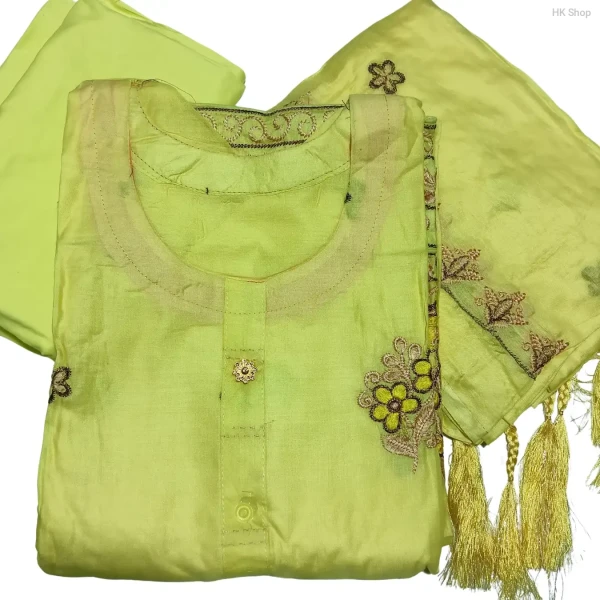 Cotton Embroidered Three-Piece Dress