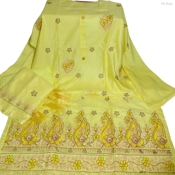 Cotton Embroidered Three-Piece Dress