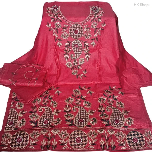 Mukta Pathor(মুক্তা পাথর)Embroidered 3-Piece Dress – Elegant & Traditional